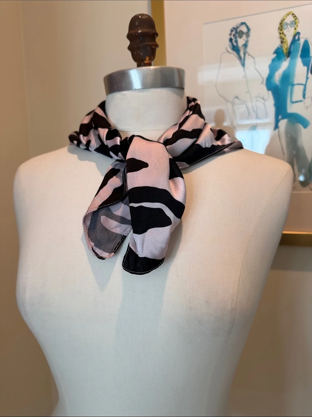 Nick & Nora Black and Light Pink Zebra Print Scarf